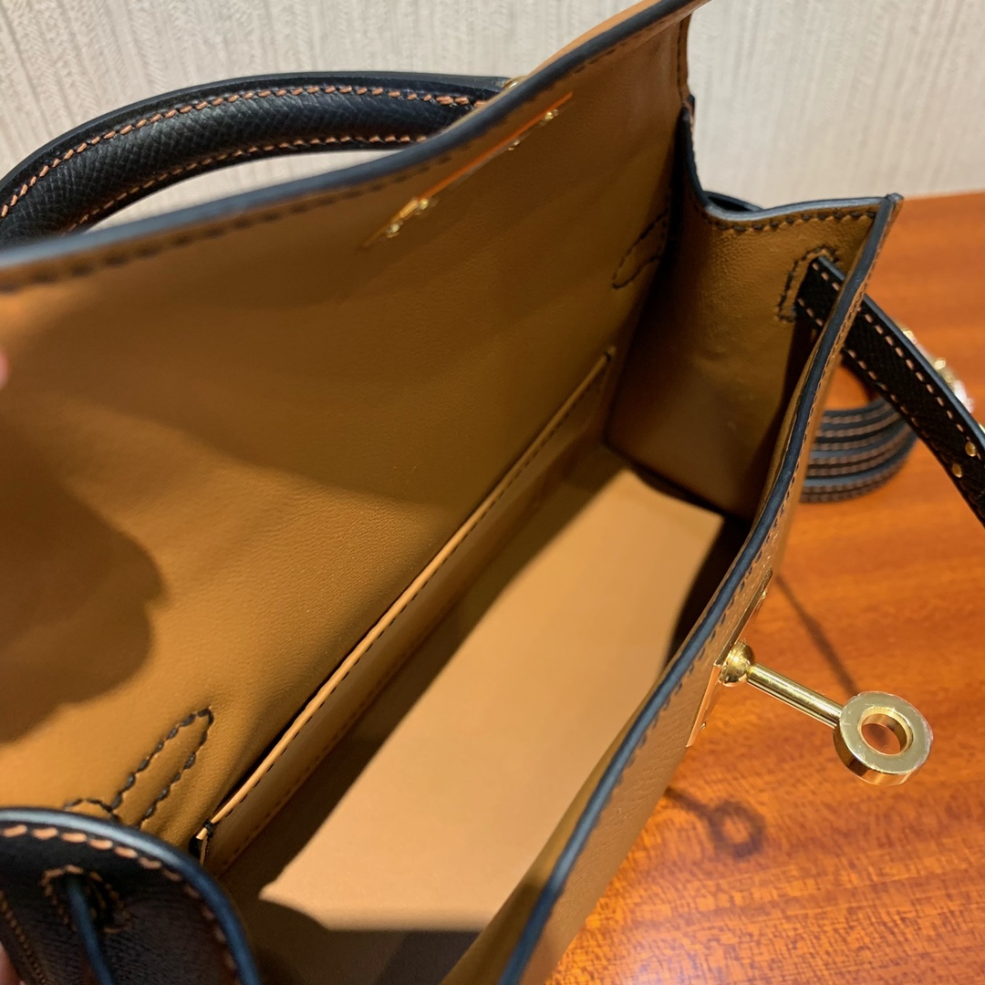 에르메스 미니 켈리백 골드 브라운 블랙 금장 앱송